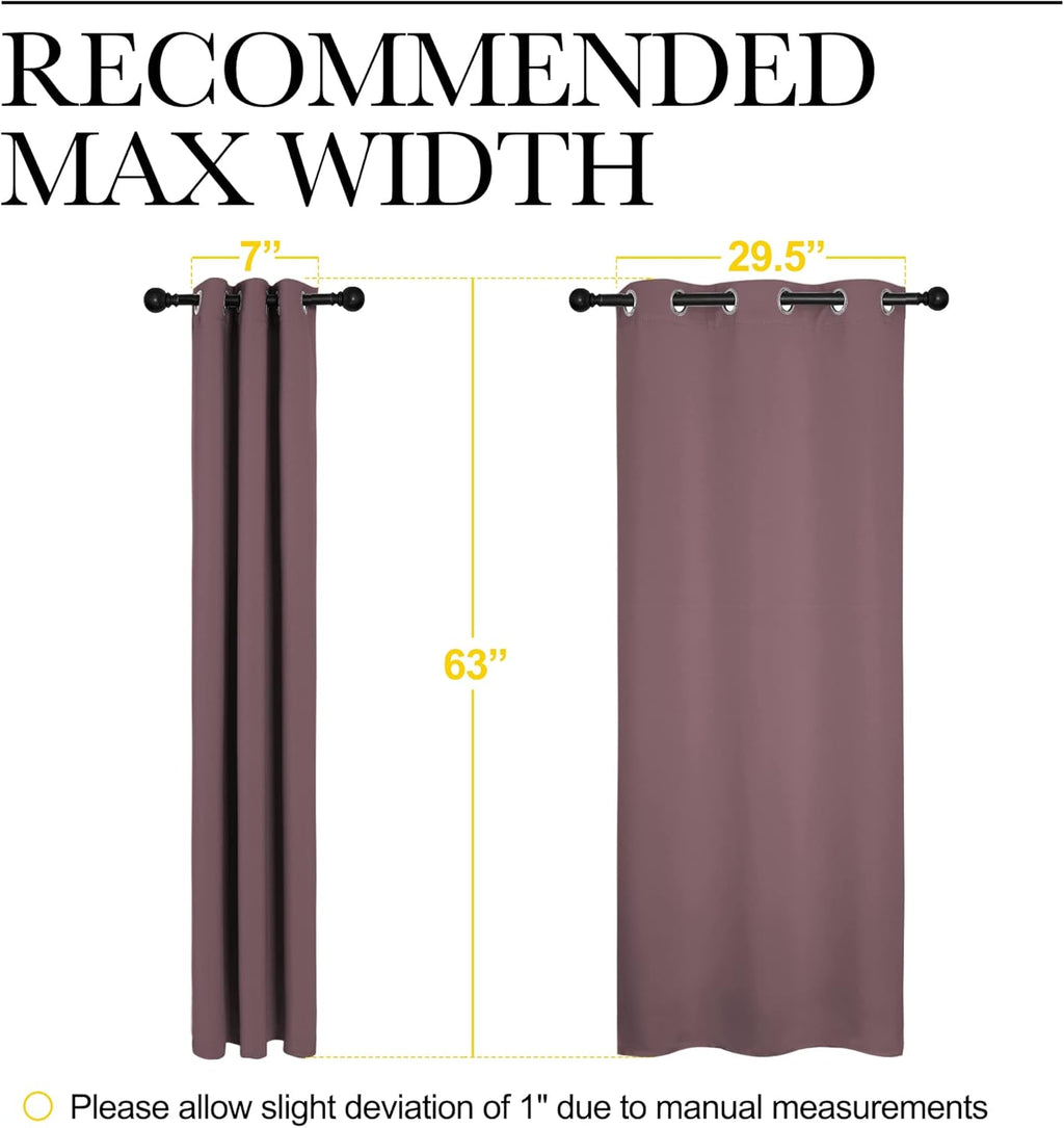 NICETOWN Blackout Curtain Panels - Thermal Insulated Draperies, 34" x 63", Solid Dry Rose Color, 1 Pair