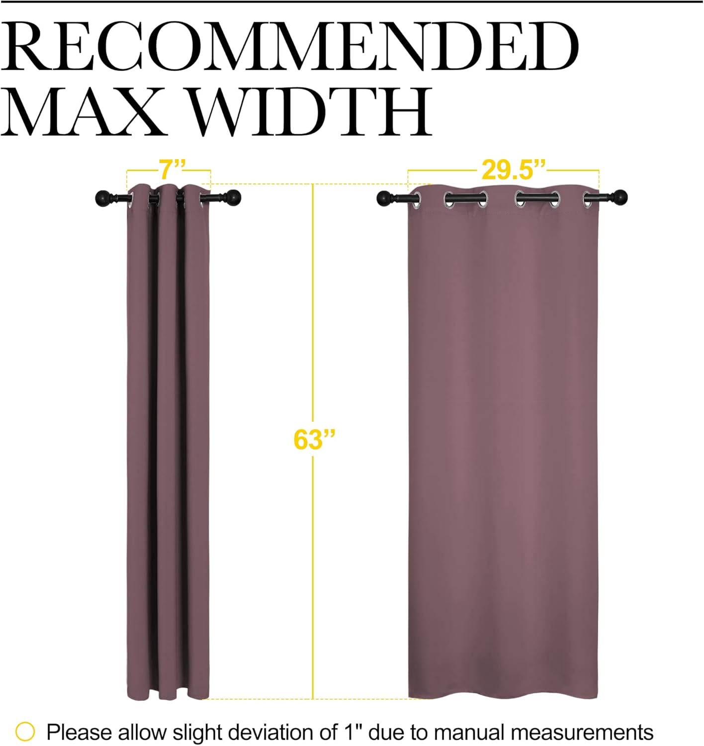 NICETOWN Blackout Curtain Panels - Thermal Insulated Draperies, 34" x 63", Solid Dry Rose Color, 1 Pair