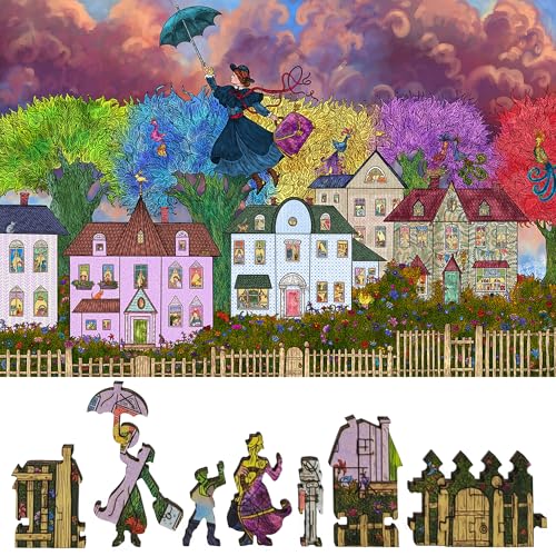 Wooden Jigsaw Puzzle for Adults - 414 Pieces, Unique Shaped Pieces, Made in USA by FoxSmartBox