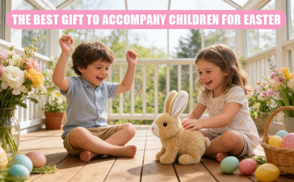 Skiennix Realistic Hopping Bunny Toy - Wiggling Ears & Twitching Mouth for Kids | New Version
