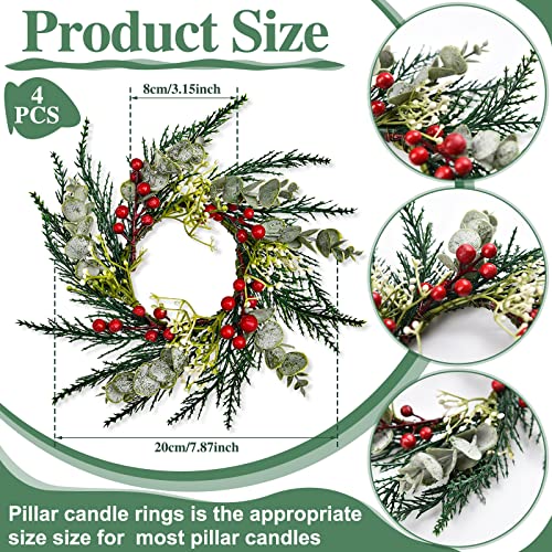 4 Pcs Mini Christmas Wreaths for Kitchen Cabinets, 8-Inch Holiday Decor