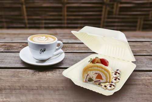 Green Earth 8-Inch, 100-Count, 1-Compartment, Compostable Clamshell, Natural Bagasse, Take-Out/to-Go Boxes - Biodegradable Containers