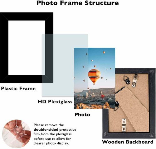 JCJMY 3.5x5 Black Picture Frame - Shatter Resistant Plexiglass for Wall or Tabletop Display