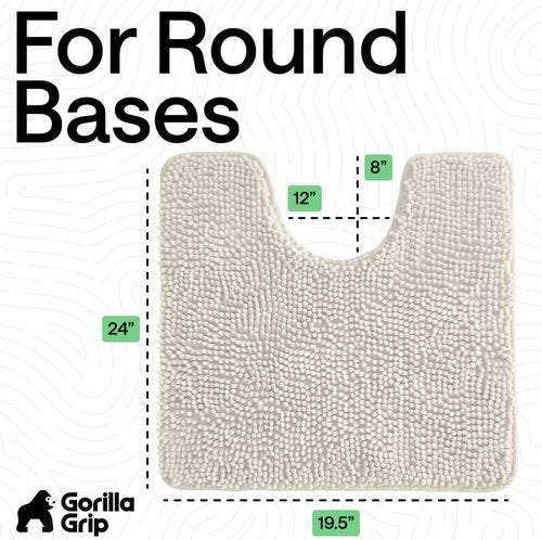 GORILLA GRIP Plush Chenille Bath Rug Mat - Soft, Absorbent, Machine Washable | Ivory Oval Toilet Base