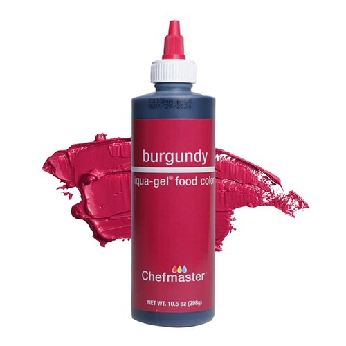 Chefmaster Burgundy Liqua-Gel Food Coloring - Vibrant, Professional-Grade Dye for Icing & Fondant | 10.5 oz