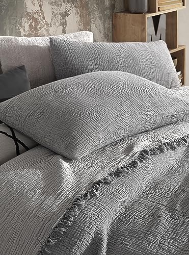 King Size Organic Cotton Muslin Coverlet Bedspread - 95 x 106 Inches, Reversible, Lightweight & Ultra Soft