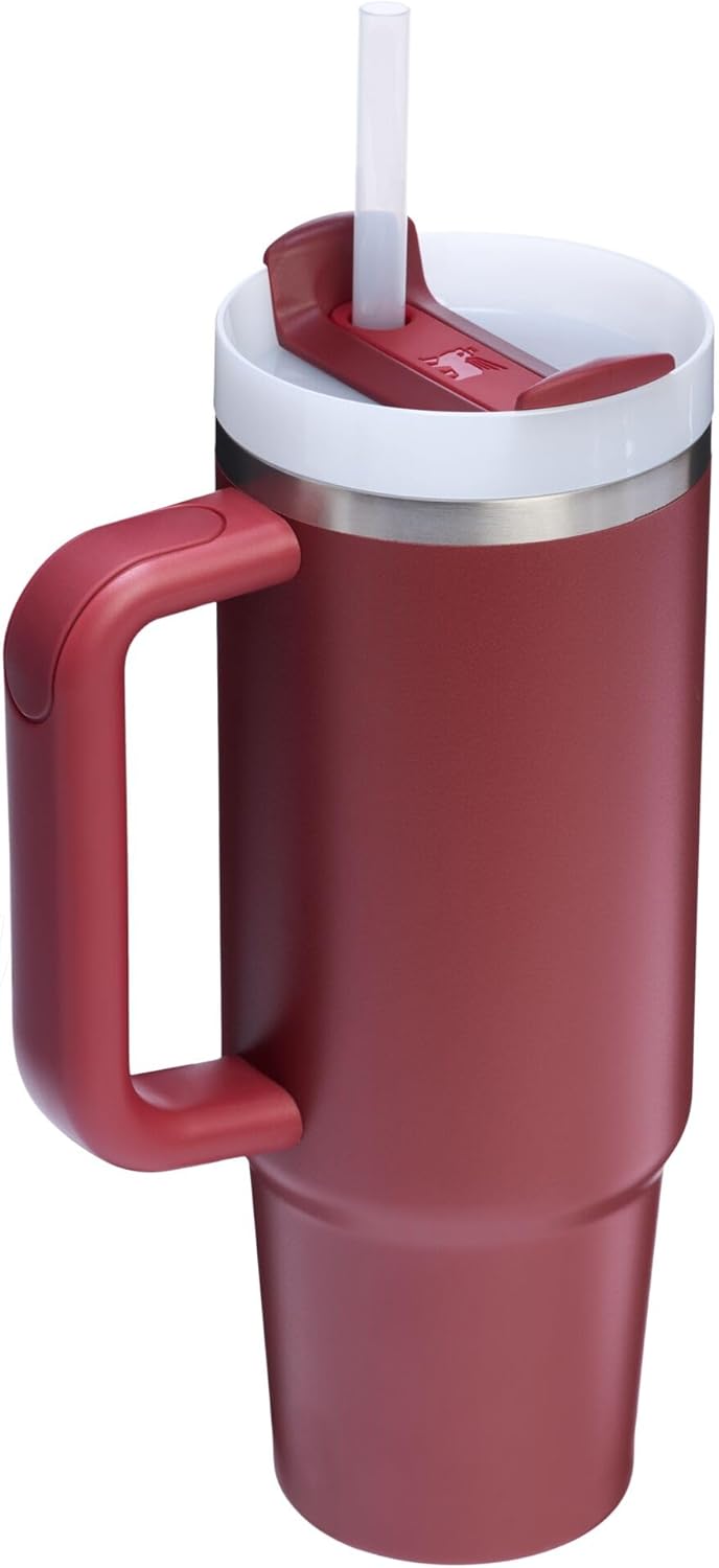 STANLEY Quencher H2.0 Tumbler - 30 oz Insulated Stainless Steel Cup with Handle & Straw | Cranberry Color