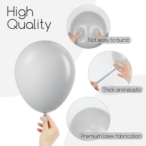 Gray Balloons Kit by [Brand Name] - 120 Pcs in 5-18 Inch Sizes for Birthday, Baby Shower & Wedding Decor