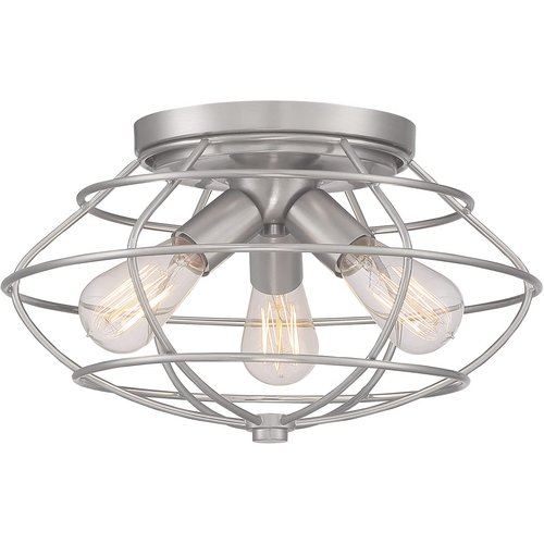 DESIGNERS FOUNTAIN 3-Lights Jax Flush Mount Ceiling Light, 15 Inch Lighting Fixture for Kitchen, Bedroom, Bathroom, and Hallway, Steel, Brushed Nickel, 1260-BN