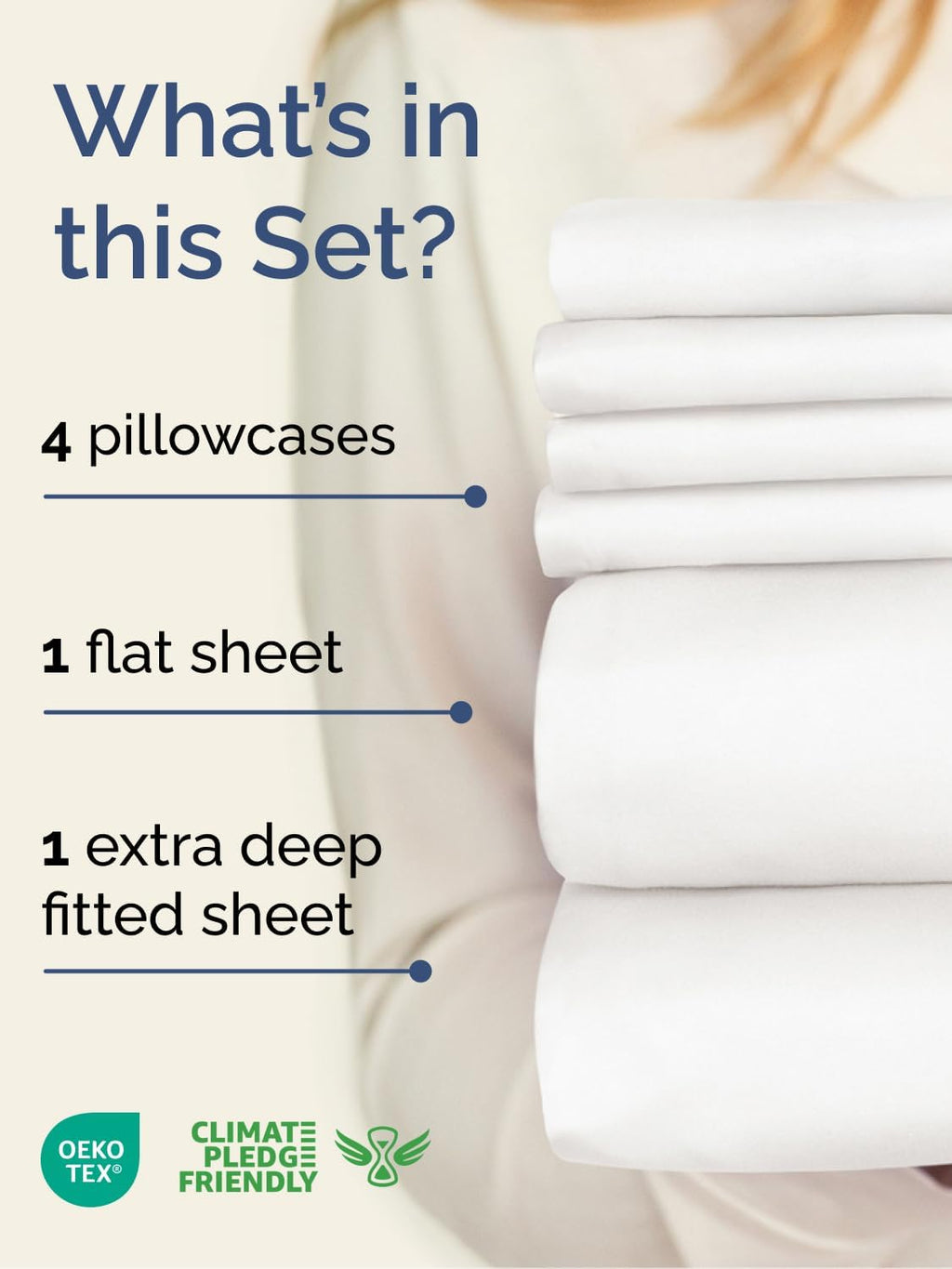 Skiennix Extra Deep Full Sheet Set - 6-Piece Breathable Cooling Bedding - Luxury Hotel Quality - Antique White