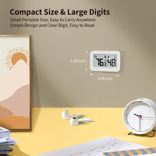 DOOMAY Mini Hygrometer Indoor Thermometer - Digital Humidity Gauge for Greenhouse & Baby Room | 2-Pack