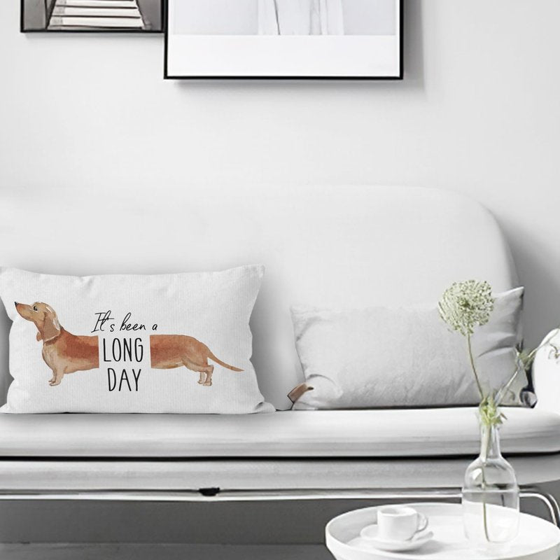 HIWX It's Been A Long Day Pet Dog Dachshund Decorative Pillowcase Throw Pillow Cover, Funny Dachshund Dog Quote for Sofa Bed Room Home Couch Decor 12 x 20 Inch Pillow Case
