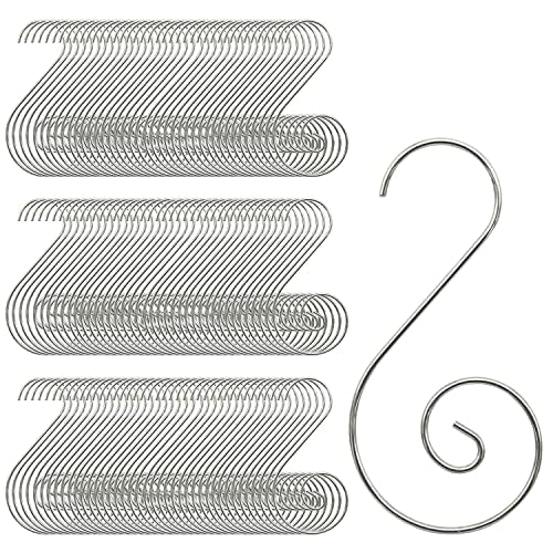 120 Pack Silver Christmas Ornament Hooks - Decorative Swirl Hangers