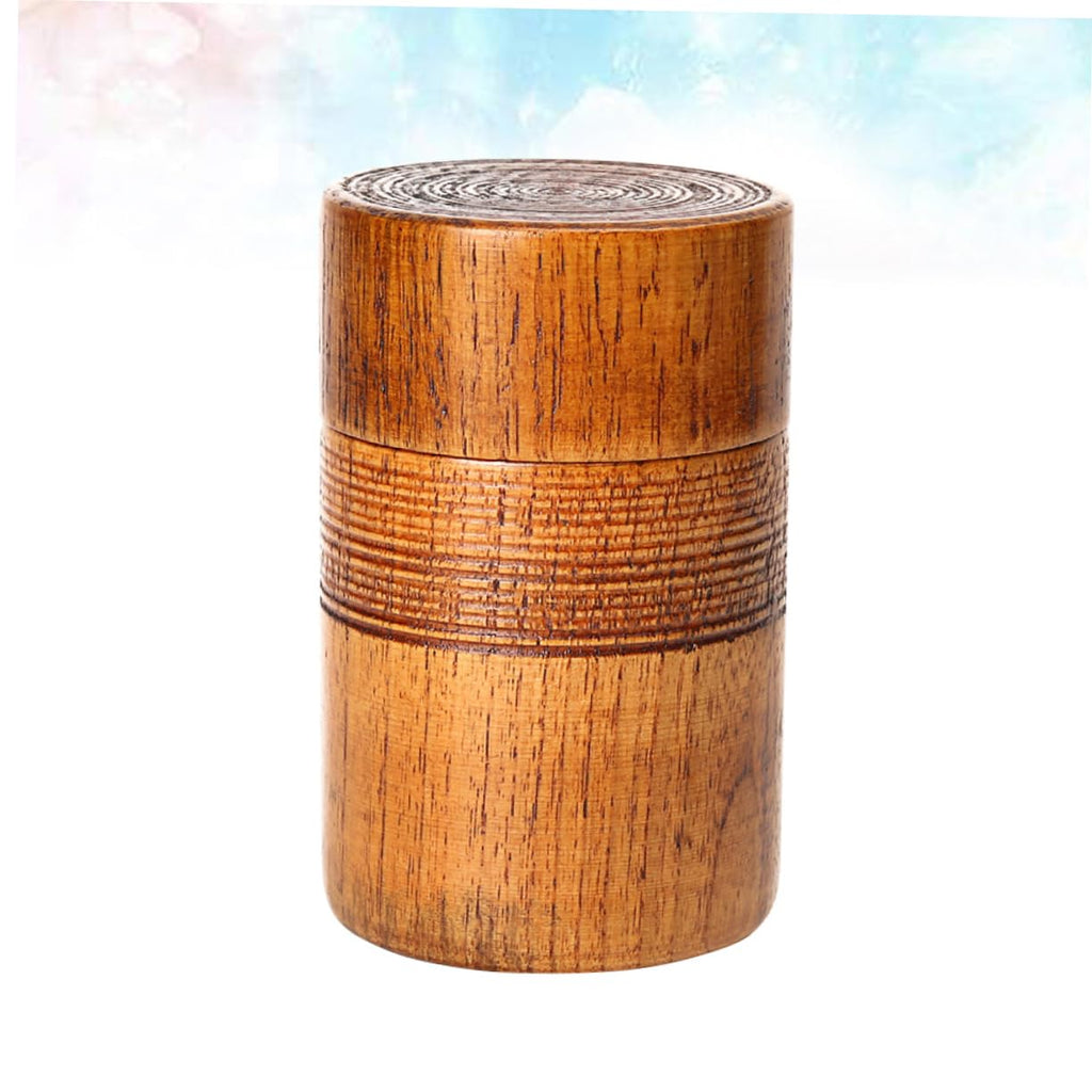 BESTOYARD Classical Chinese Style Wooden Tea Container - Round Sealed can for Tea Storage, Home, Restaurant, Hotel Use