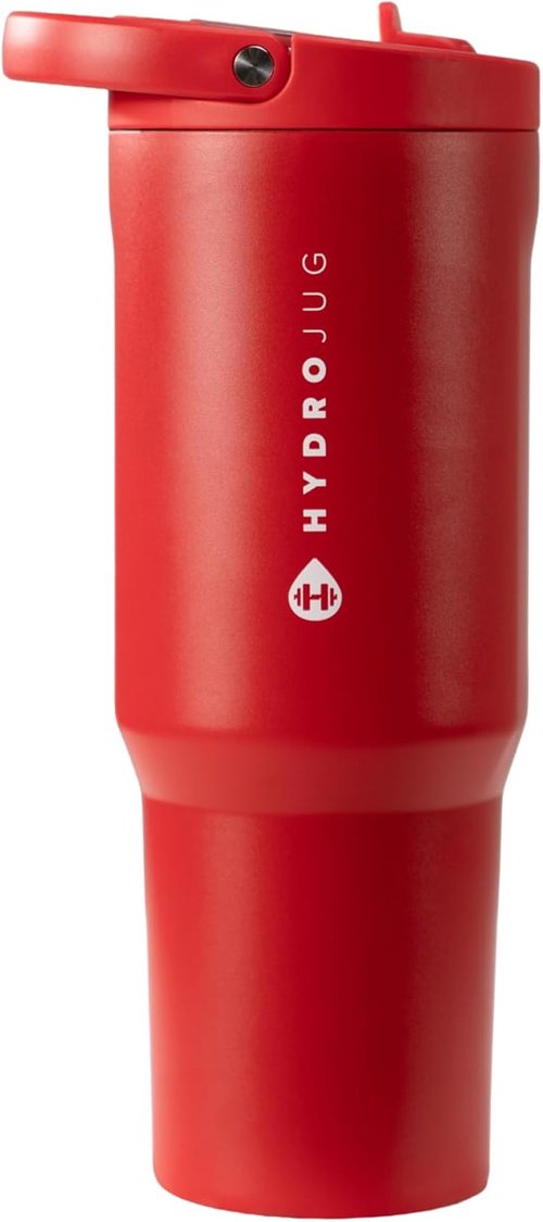 HydroJug Sport - 32oz Stainless Steel Tumbler with Straw | Vacuum Insulated, Leakproof, Ergonomic Design, Alumni Red