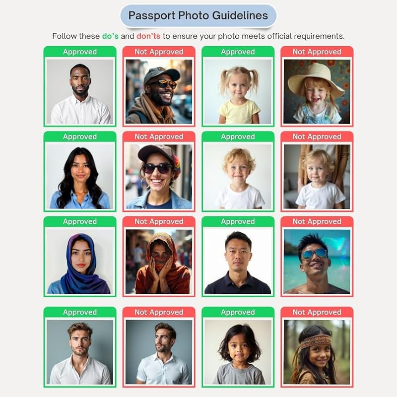 2x2 Inch Passport Photos for US Visa Applications - Glossy, Luster, Matte Options