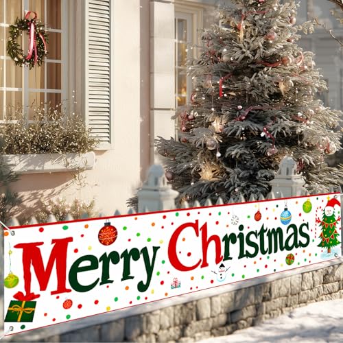 Merry Christmas Banner Ornament Decor 78 x 17 Inch - BlissYard Christmas Decor Banner001
