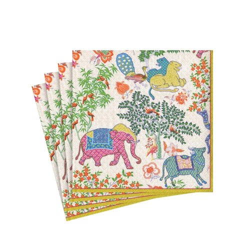 Caspari Le Jardin De Mysore Paper Cocktail Napkins - Two Packs of 20