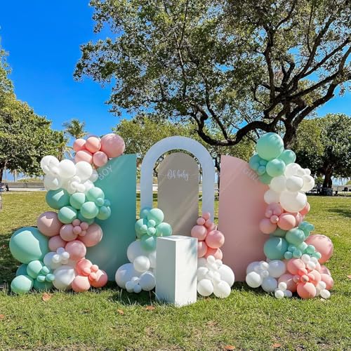Sage Green and Pink Boho Baby Shower Balloons 60Pcs