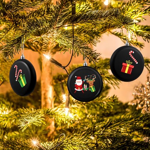 24-Pack 4 Inch Matte Black Christmas Ornaments - DIY Holiday Decor Balls