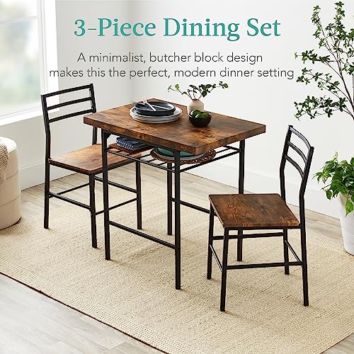 3-Piece Space-Saving Dining Set with Table, Chairs & Storage Rack