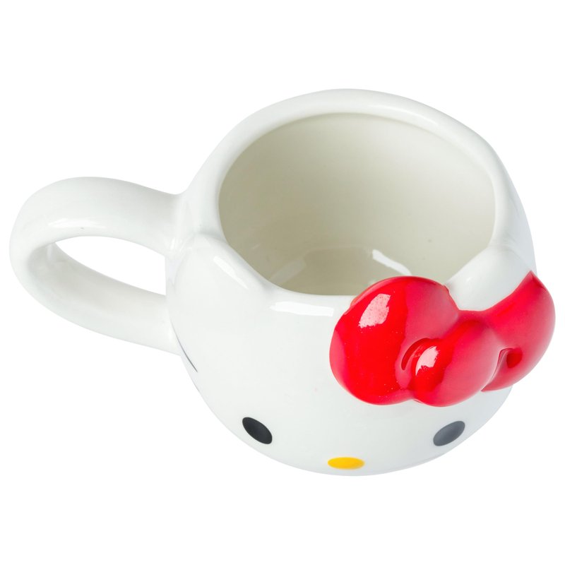 Silver Buffalo Sanrio Hello Kitty Different Color Bows 4 Pack 3D Sculpted Ceramic Mini Mug Set, Perfect as a Sugar, Cream, or Milk Set