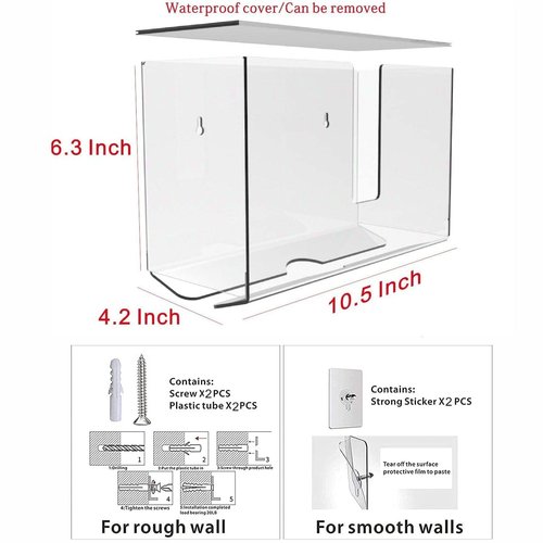 Wall Mount Paper Towel Dispenser,No Drilling Acrylic Bathroom Paper Towel Holder,Clear Napkin Holder for Kitchen,Multifold C-Fold, Z-Fold,Trifold,Folded Paper Hand Towel Dispenser for Kitchen,Toilet
