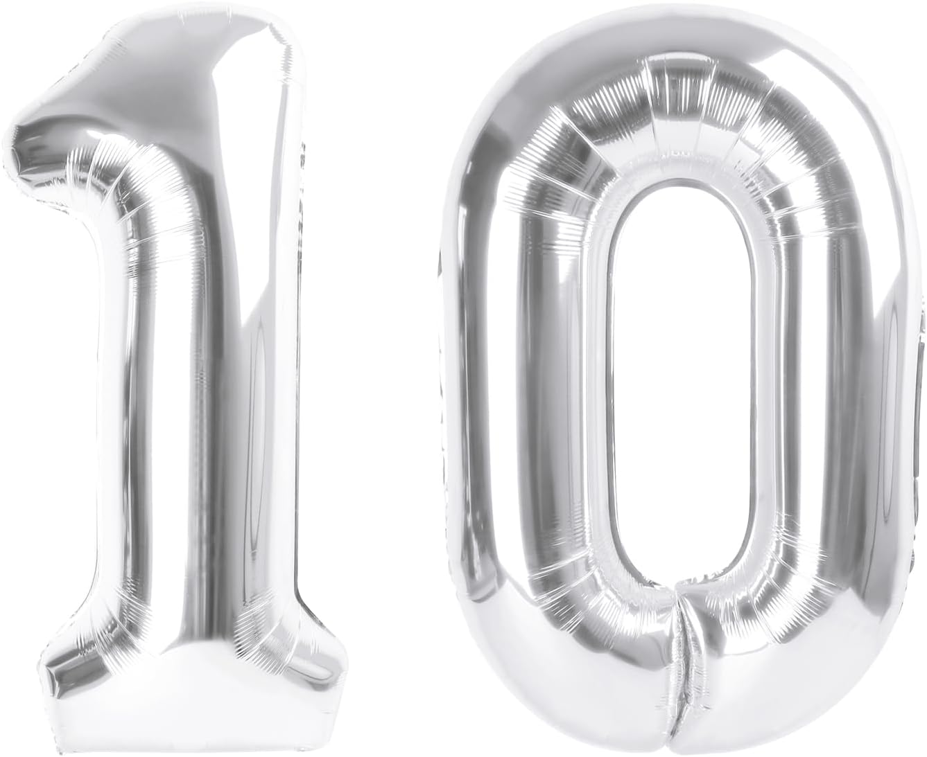 Number Balloon - 40 Inch Silver Foil 10th Birthday Decorations for Men & Women | Perfect for Weddings & Anniversaries