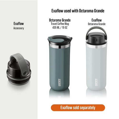 WACACO Octaroma Grande Vacuum Insulated Coffee Mug, 15 fl oz (435ml), Double-wall Stainless Steel Travel Tumbler With Drinking Lid, Cadet Blue
