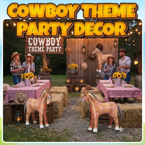 37-Inch Inflatable Horse Party Decoration - Brown Blow-Up Cowboy Prop