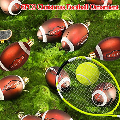 Sports Theme Christmas Tree Ball Ornaments - Set of 6 Red Baubles