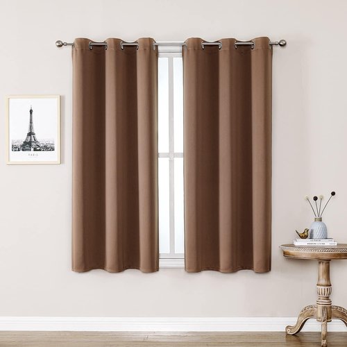 ChrisDowa Room Darkening Curtains - Thermal Insulated Blackout Panels for Bedroom & Living Room (Cappuccino, 38W x 45L)
