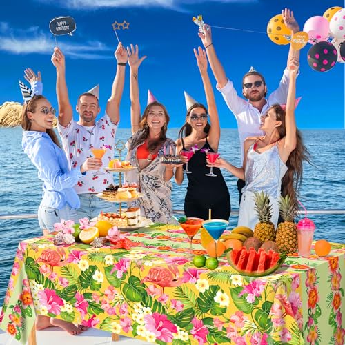 Hawaiian Luau Plastic Tablecloths 2-Pack - Tropical Summer Party Decor