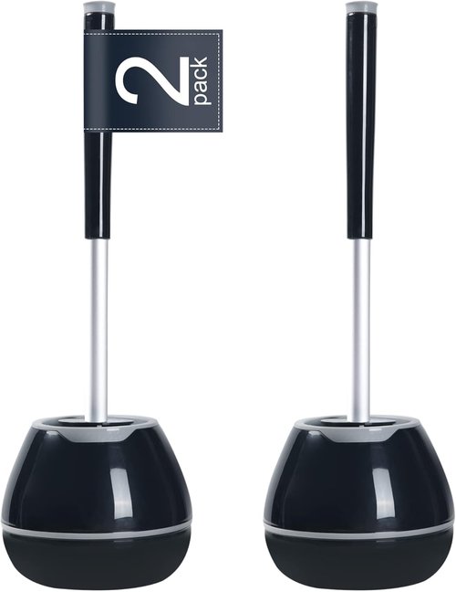 BOOMJOY Toilet Brush Set - Silicone Toilet Bowl Brush with Tweezers for Effective Bathroom Cleaning | Black & Grey