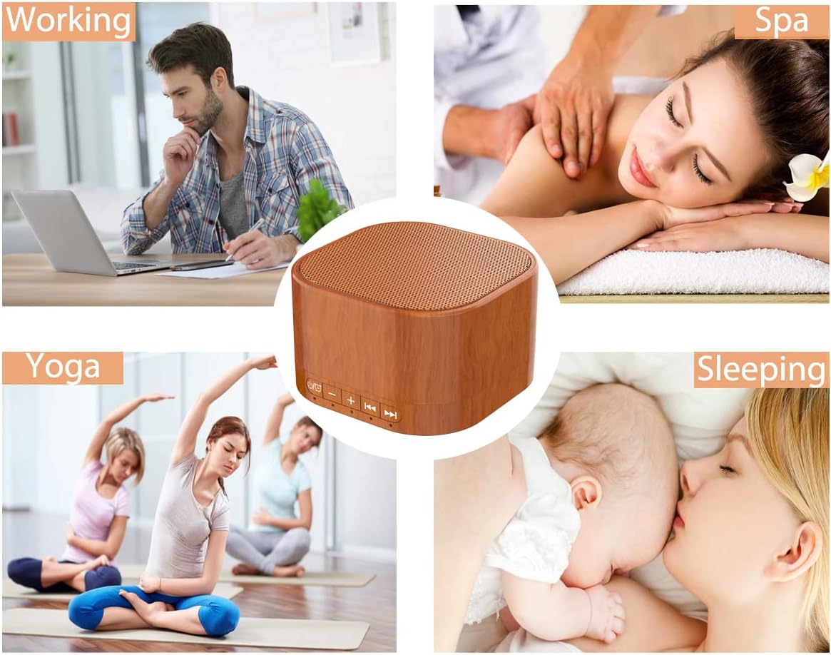 Skiennix White Noise Machine - 20 Soothing Sounds with Sleep Timer | Natural Wood Grain Finish