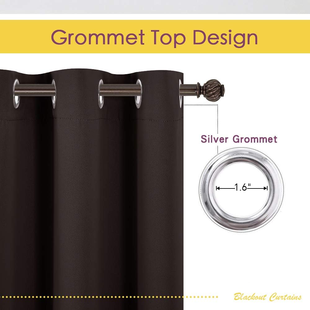 NICETOWN Room Darkening Curtains - Energy Smart Thermal Insulated Grommet Drapes | 34"x54", Toffee Brown