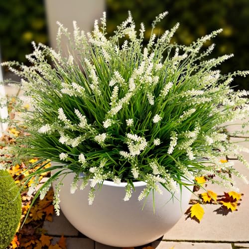 UV Resistant Artificial Outdoor Monkey Grass - 12 Bundles 17-Inch Faux Shrubs