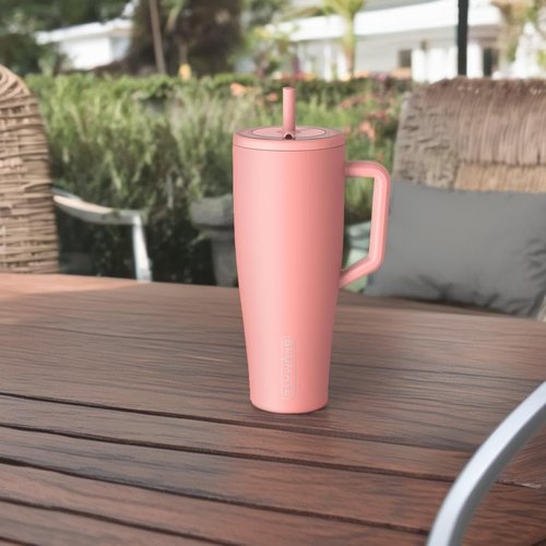 BrüMate Era 40 oz Tumbler - 100% Leakproof Insulated Water Bottle with Handle & Straw | Stainless Steel (Guava)