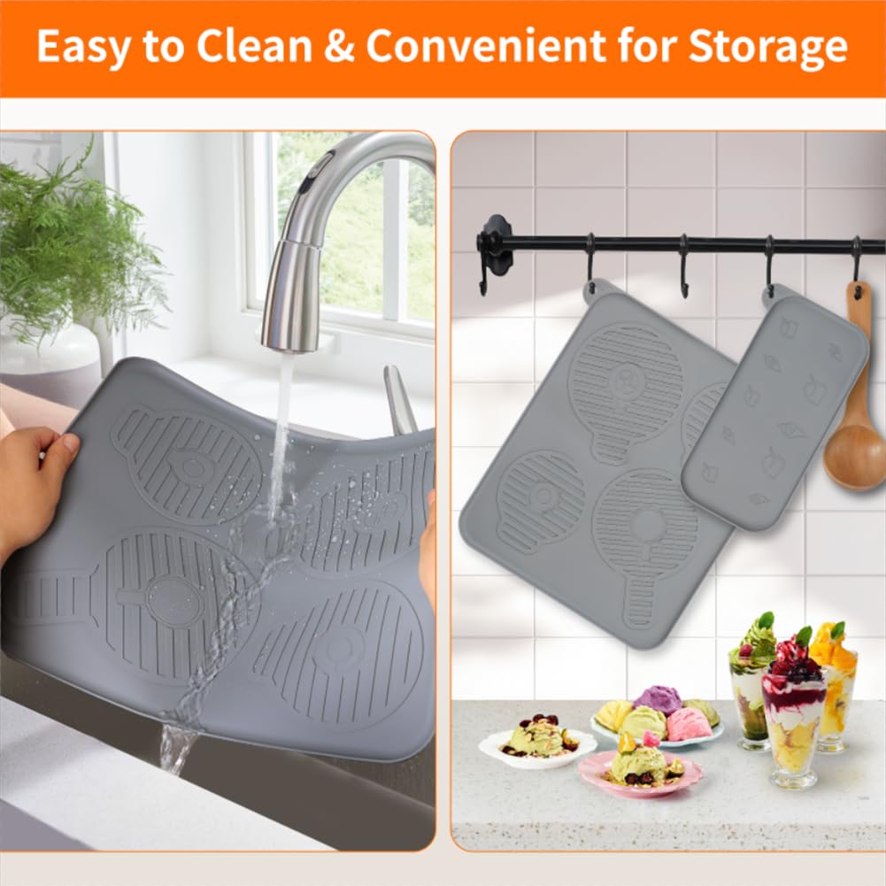 Silicone Mat for Ninja Creami Swirl - Non-Slip, Leak Proof Mat Set Protects Countertops from Spills, Scratches, Heat - Fits Ice Creami Maker & Coffee Machines Accessories