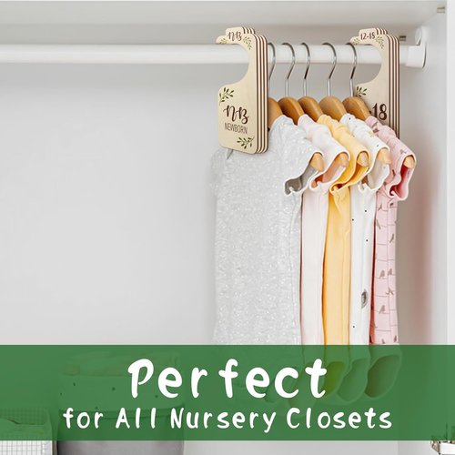 Baby Closet Dividers - 8 PCS Adorable Wooden Double-Sided Size Hangers for Newborn to Toddler