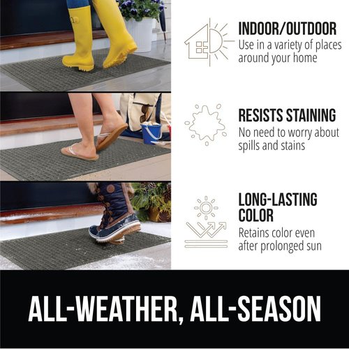 GORILLA GRIP® Ultra Absorbent Front Door Mat - Traps Dirt & Moisture, 29x17 Inches, Grey