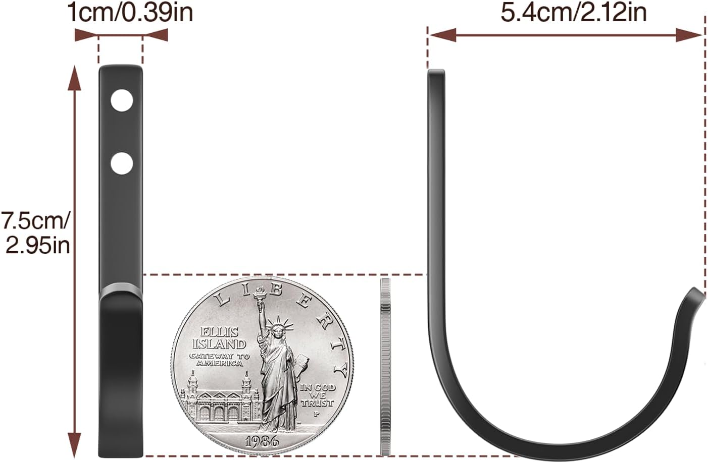 Niffgaff 10-Pack Outdoor Wall Hooks - 30LB Metal Hangers for Coats, Towels, and Hats | Black