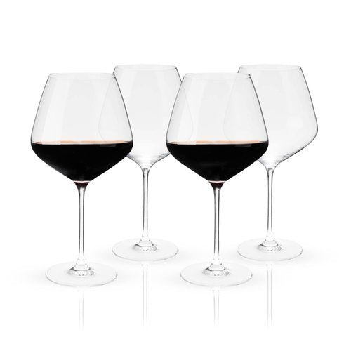 Viski Reserve Inez Burgundy Wine Glasses, Crystal Clear Red Wine Glasses for Wedding, Anniversary, Birthday Gifts for Women and Men, Home Bar, Elegant Glassware, 31 oz, Set of 4