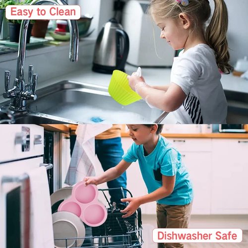 Abnaok 2PCS Silicone Air Fryer Egg Pan with 6PCS Reusable Silicone Baking Cups, Non-Stick Air Fryer Baking Pan, 3 Cavity Muffin Pans Muffin Cups for Baking