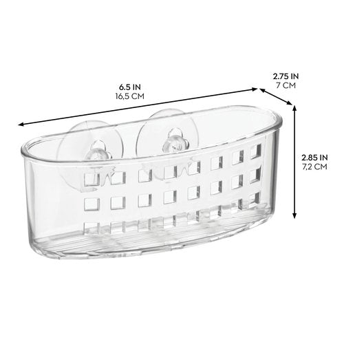 iDesign Suction Sponge Holder for Kitchen Sink, Also Holds a Scrubber, Set of 2, Clear, Made in USA