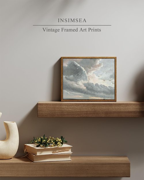 InSimSea Framed Canvas Wall Art - Vintage Clouds & Sunset Paintings for Home, Office | 8x10