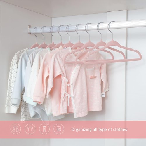 ManGotree Baby Hangers - Ultra Thin Non-Slip Kids Coat Hangers | 15 Pack in Light Pink