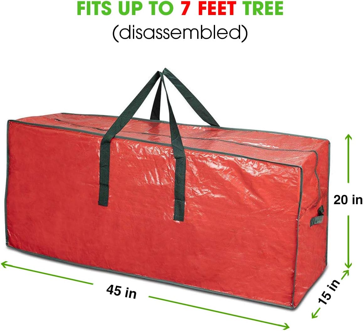 ProPik Christmas Tree Storage Bag - Fits Up to 7 Ft Tall Disassembled Tree | 45" x 15" x 20" Red Holiday Storage Case with Handles & Zipper