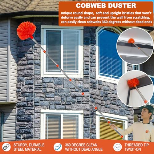 High Reach Microfiber Duster Kit with 14 ft Extension Pole & 2 Heads