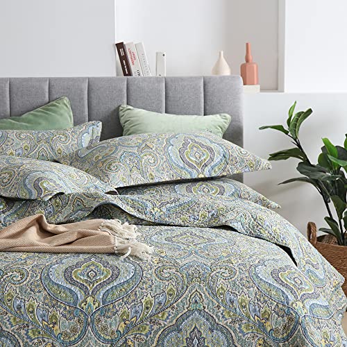 Queen Size Reversible Cotton Quilt Set - Autumn Dream Damask Design